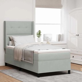 Cama Box com Colchão vidaXL Cinzento Claro 80x200 cm Veludo