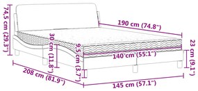 Cama com colchão 140x190 cm couro artificial castanho