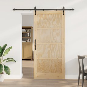Porta Deslizante vidaXL com Conjunto de Hardware 93x202 cm Madeira Maciça de Pinho