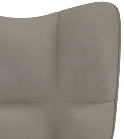 Cadeira de baloiçar com banco veludo cinzento-claro