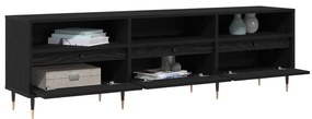 Armário de TV Carvalho Preto 150x30x44,5 cm Madeira Engenheirada