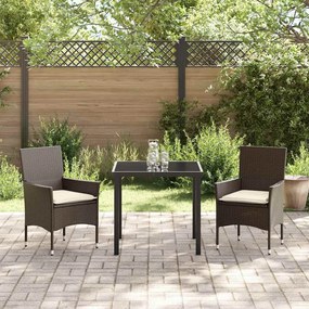 Conjunto de Jantar para Jardim 3 pcs Castanho 2 Lugares Aço