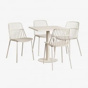 Conjunto De Mesa Quadrada Mizzi 70x70 Cm E 4 Cadeiras De Jardim Maeba Tapioca Bege - Sklum