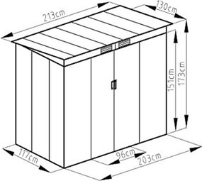 Abrigo jardim para arrumos exterior 213 x 130 x 173 cm Cinza escuro