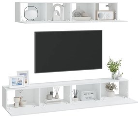 Conjunto móveis de TV 4 pcs madeira processada branco