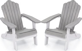 Conjunto de 2 Cadeiras Adirondack Dobráveis, 88 x 77 x 95 cm, Apoios de Braços Largos, Cinzento