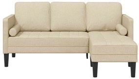 Sofá L de 3 Lugares vidaXL Creme 160 cm em Tecido