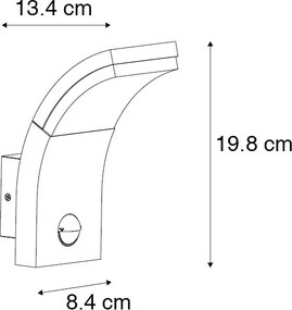 Candeeiro de parede exterior antracite com LED IP54 com sensor de movimento - Litt