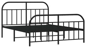 Estrutura de cama com cabeceira e pés 135x190 cm metal preto