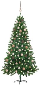 vidaXL Árvore Natal artificial pré-iluminada c/ bolas 180 cm verde