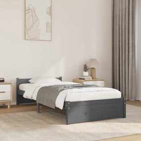 vidaXL Estrutura de cama 90x200 cm madeira maciça cinzento