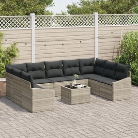 Conjunto de Jantar pro Jardim com 10 Peças e Almofadas em Rattan Polié
