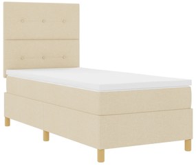 Cama Box Spring com Colchão Creme 90x200 cm Tecido