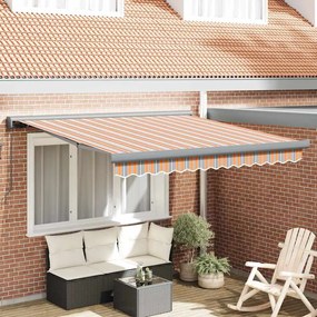 vidaXL Toldo Retrátil Manual Listrado Multicolorido 300x250 cm