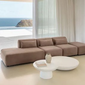 Sofá Modular De 3 Peças Com Chaise Longue À Esquerda E Puff Fogler Bombazina Castanho Camel - Sklum