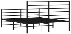Estrutura de cama com cabeceira e pés 140x190 cm metal preto