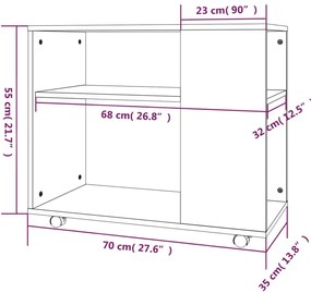 Mesa de apoio 70x35x55 cm madeira processada sonoma cinza