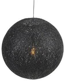 Candeeiro de suspensão rústico preto 60 cm - Corda Rústico