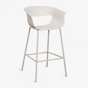 Banqueta Alta De Jardim Em Polipropileno E Aço Alanys ↑75 Cm & Branco Pedra - Sklum