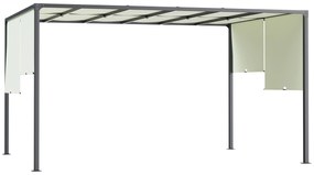 Outsunny Pérgola de Jardim com Teto Retrátil Pérgola com Luzes LED Energia Solar Estrutura de Aço 297x397x220 cm Creme | Aosom Portugal