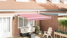 vidaXL Toldo Retrátil Automático Listrado Vermelho e Branco 300x250 cm