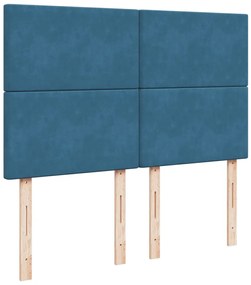 Cama com molas/colchão 140x200 cm veludo azul