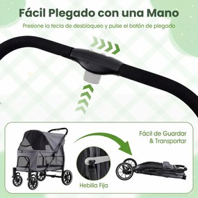 Carrinho para Cães de Grande Porte, 96 x 71 x 102,5 cm, Estrutura Dobrável, Cinzento