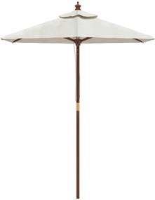 Guarda-sol de jardim com poste de madeira 196x231 cm cor areia