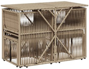 7 pcs conjunto de jantar p/ jardim com almofadões vime PE bege