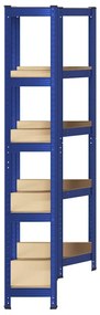 Estante canto 5 prateleiras 2 pcs derivados de madeira/aço azul
