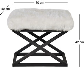 Pouffe Capraz – Preto e Branco – 50 cm x 42 cm x 40 cm