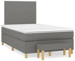 vidaXL Cama boxspring com colchão 120x190 cm tecido cinzento-escuro