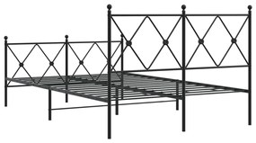 Estrutura de cama com cabeceira e pés 120x200 cm metal preto
