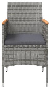 5 pcs conjunto de jantar jardim com almofadões cinzento/preto