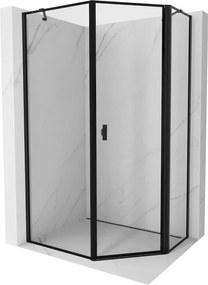 Mexen Mist cabine de duche pentagonal assimétrica de abrir à direita 80 x 100 cm, moldura preta, preta - 8A8-080-100-70-70-P
