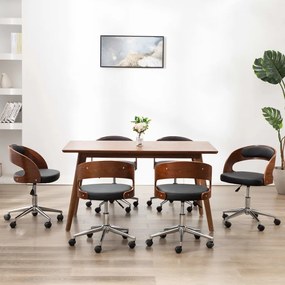 vidaXL Cadeiras jantar 6 pcs madeira curvada e couro artificial preto