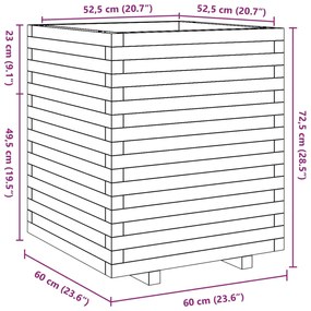 Vaso/floreira de jardim 60x60x72,5 cm pinho maciço branco
