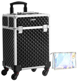 Necessaire de maquilhagem com alça e 4 bandejas extensíveis para viagem | SONGMICS | 34 x 24 x 53 cm | preto | JHZ013B01.