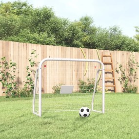 93732 vidaXL Baliza de futebol com rede 125x96x60 cm aço/poliéster branco
