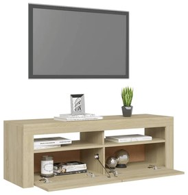 Móvel de TV com luzes LED 120x35x40 cm carvalho sonoma