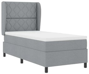 Cama Box com Colchão Cinza Claro, 90x190 cm, em Tecido