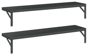 Prateleiras de parede 2pcs 100x23,5 cm aço inoxidável prateado