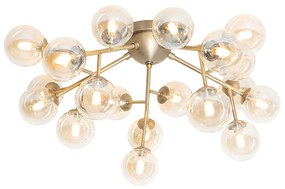 Candeeiro de teto Art Deco bronze com vidro âmbar 20 luzes - Bianca Art Deco