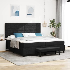 vidaXL Cama com Box Spring com Colchão & Banco Preto 200x200 cm Tecido