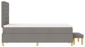 Cama Box com Colchão e Banco Taupe 120x200 cm Tecido