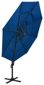 Guarda-sol jardim 4 camadas c/ poste alumínio 3x3 m azul-ciano