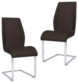 vidaXL Cadeiras de jantar cantilever 2 pcs couro artificial castanho