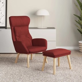 3097758 vidaXL Cadeira de descanso com banco p/ pés tecido vermelho tinto