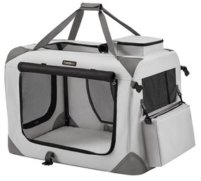 Transportadora para animais de estimação tamanho L em tecido Oxford com pegas 70 x 52 x 52 cm cinzento