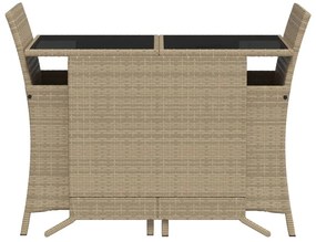 3 pcs conjunto bistrô com almofadões vime PE bege